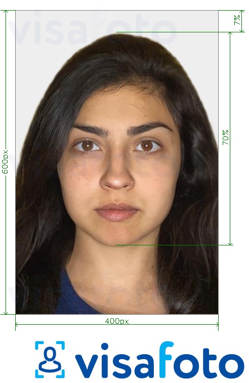 Example of photo for Iran e-visa 600x400 pixels with exact size specification