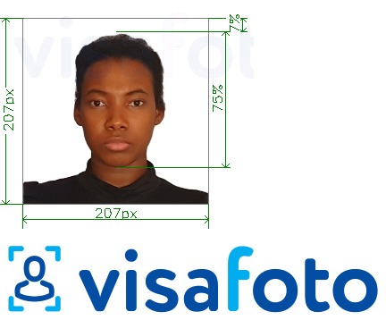 Example of photo for Kenya visa 207x207 pixel with exact size specification