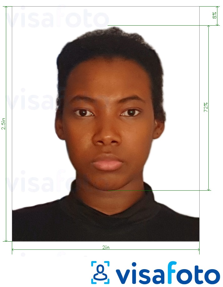 Example of photo for Kenya e-passport 2x2.5 inch with exact size specification
