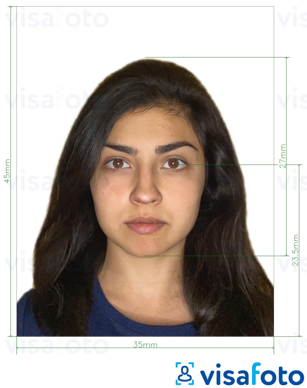 Esempio di foto per Pakistan neonati NADRA ID card 35x45 mm con specifiche delle dimensioni esatte