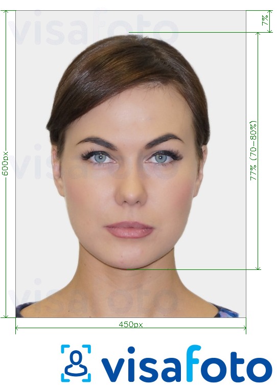 Образец фотографии для РФ е-виза 450х600 точек с точными размерами
