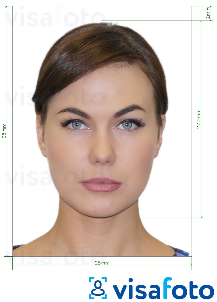 Example of photo for Russia Student ID 25x35 mm (2.5x3.5 cm) with exact size specification