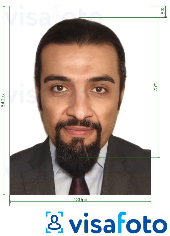 Example of photo for Saudi Arabia Identity card Absher 640x480 pixel with exact size specification