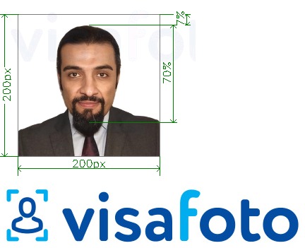 Example of photo for Saudi Hajj visa 200x200 pixels with exact size specification