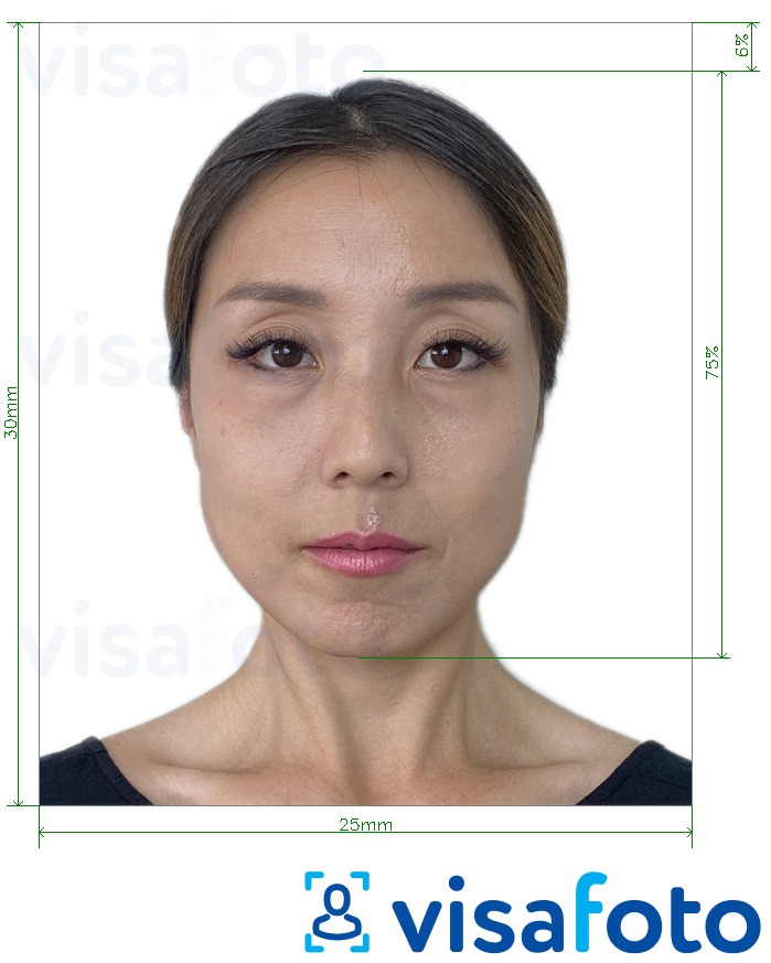Example of photo for Taiwan ID card 30x25 mm with exact size specification