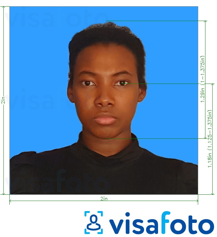 Example of photo for Tanzania Azania Bank 2x2 inch blue backgroound with exact size specification