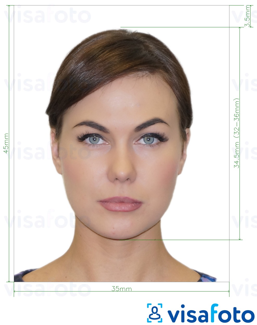 Example of photo for Ukraine International Passport (Child Information) with exact size specification