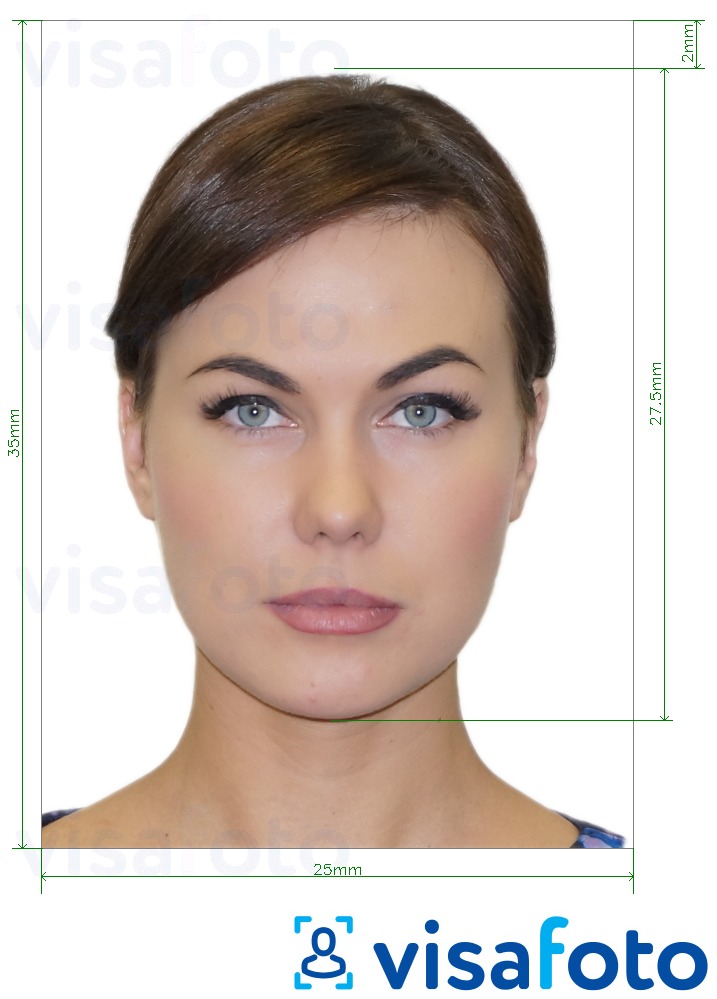 सटीक आकार विनिर्देश के साथ फोटो 25x35 मिमी (2.5x3.5 सेमी) के लिए तस्वीर का उदाहरण