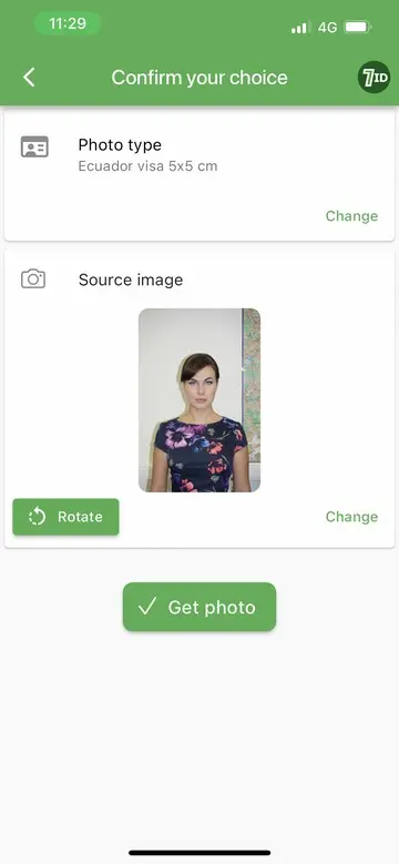 7ID App: Ecuador Visa Photo Size