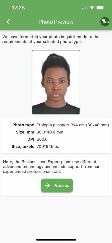 7ID: Ethiopia Passport Photo Example