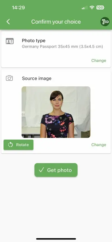 7ID App: German Passport Photo Size