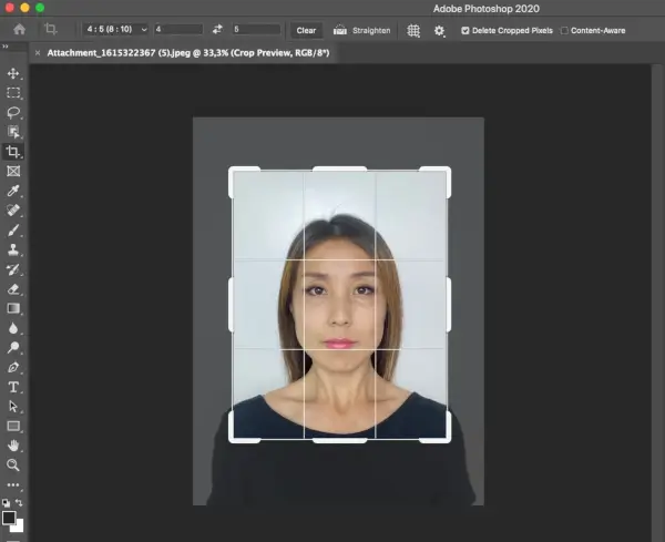 How to crop a Hong Kong passport photo at Photoshop