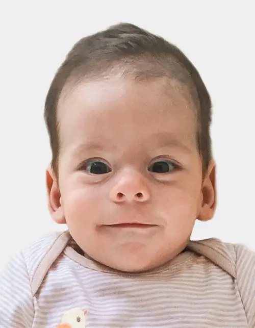 Example of an Indian baby passport photo