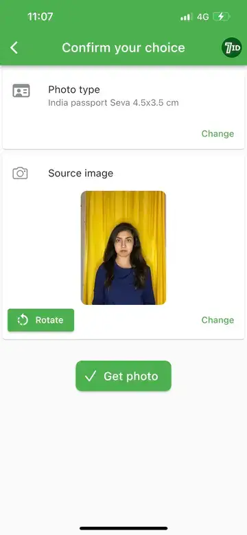 7ID App: Indian Passport Photo Size