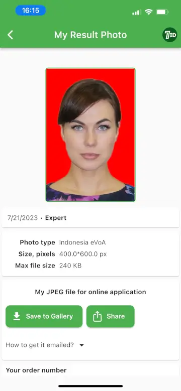 7ID: Indonesia Visa Photo Example