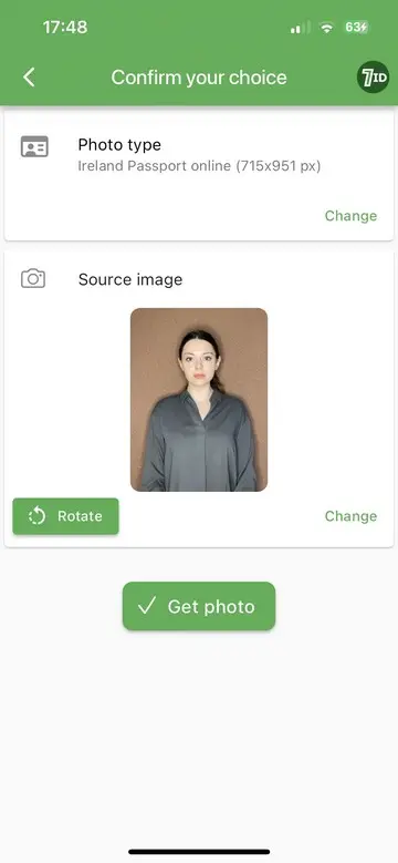 7ID App: Ireland Passport Photo Editing Tool