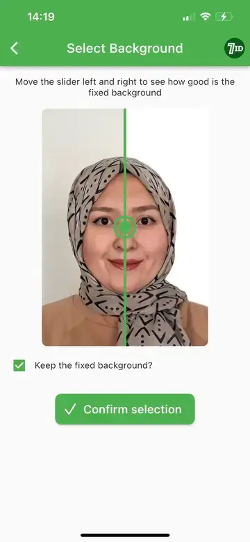 7ID App: change background for a passport photo