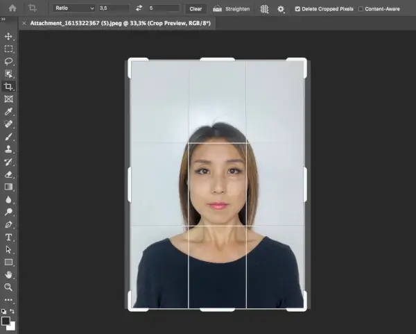 How to crop a Malaysian passport photo at Photoshop