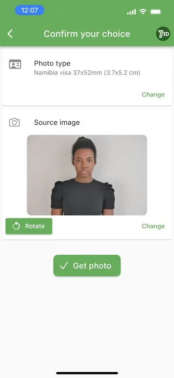 7ID App: Namibia Visa Photo Editing Tool