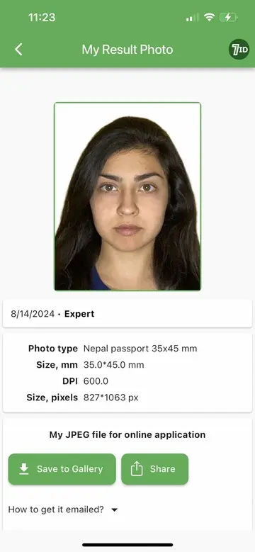 7ID: Nepal Passport Photo Example