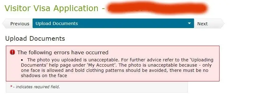 NZ visa photo upload error Only one face is allowed