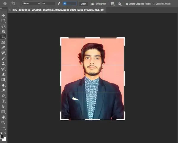 How to crop a PAkistan passport photo at Photoshop