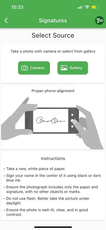 7ID App: Select source signature