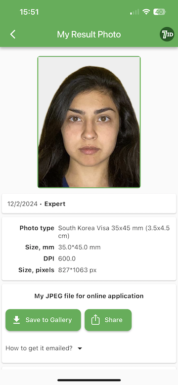 7ID: South Korea visa Photo Background Editor