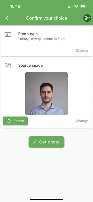7ID App: Turkey Driving License Photo Size