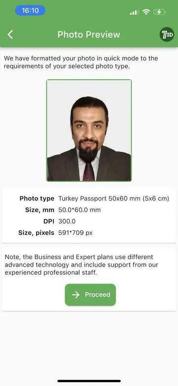 7ID App: get Turkish Passport Photo in seconds