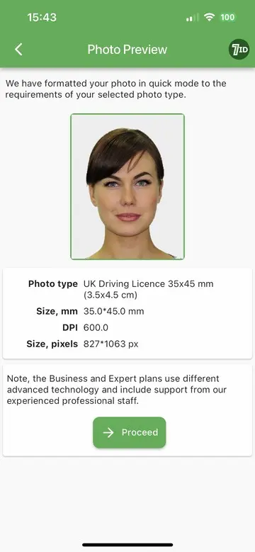 7ID App: UK Driving Licence Photo Example