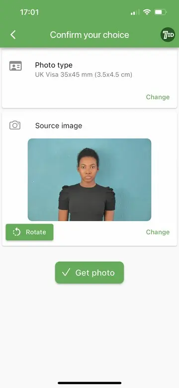 7ID App: UK Visa Photo Size