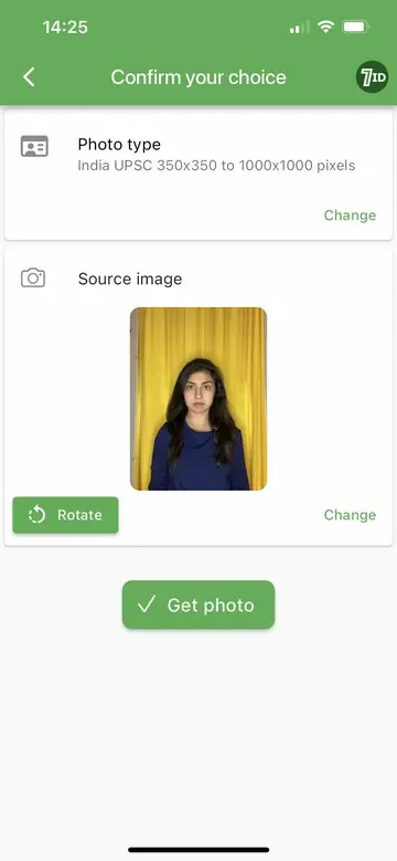 7ID App: UPSC Photo Size