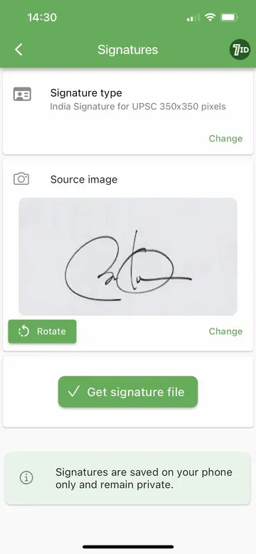 7ID App: UPSC Signature App