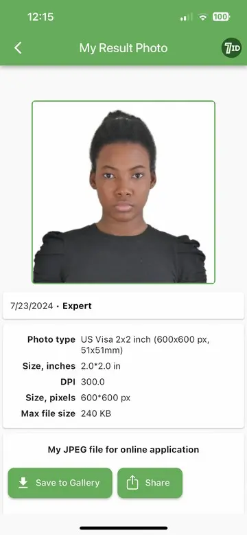 7ID App: USA Visa Photo in seconds