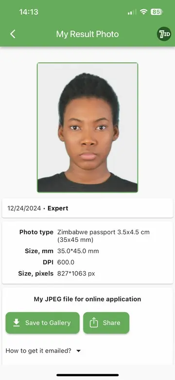 7ID App: get Zimbabwe Passport Photo with smartphone